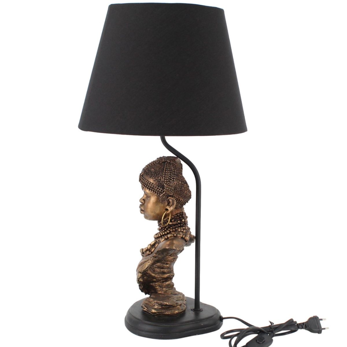 Lampe Buste de Femme Africaine en rsine 58 cm