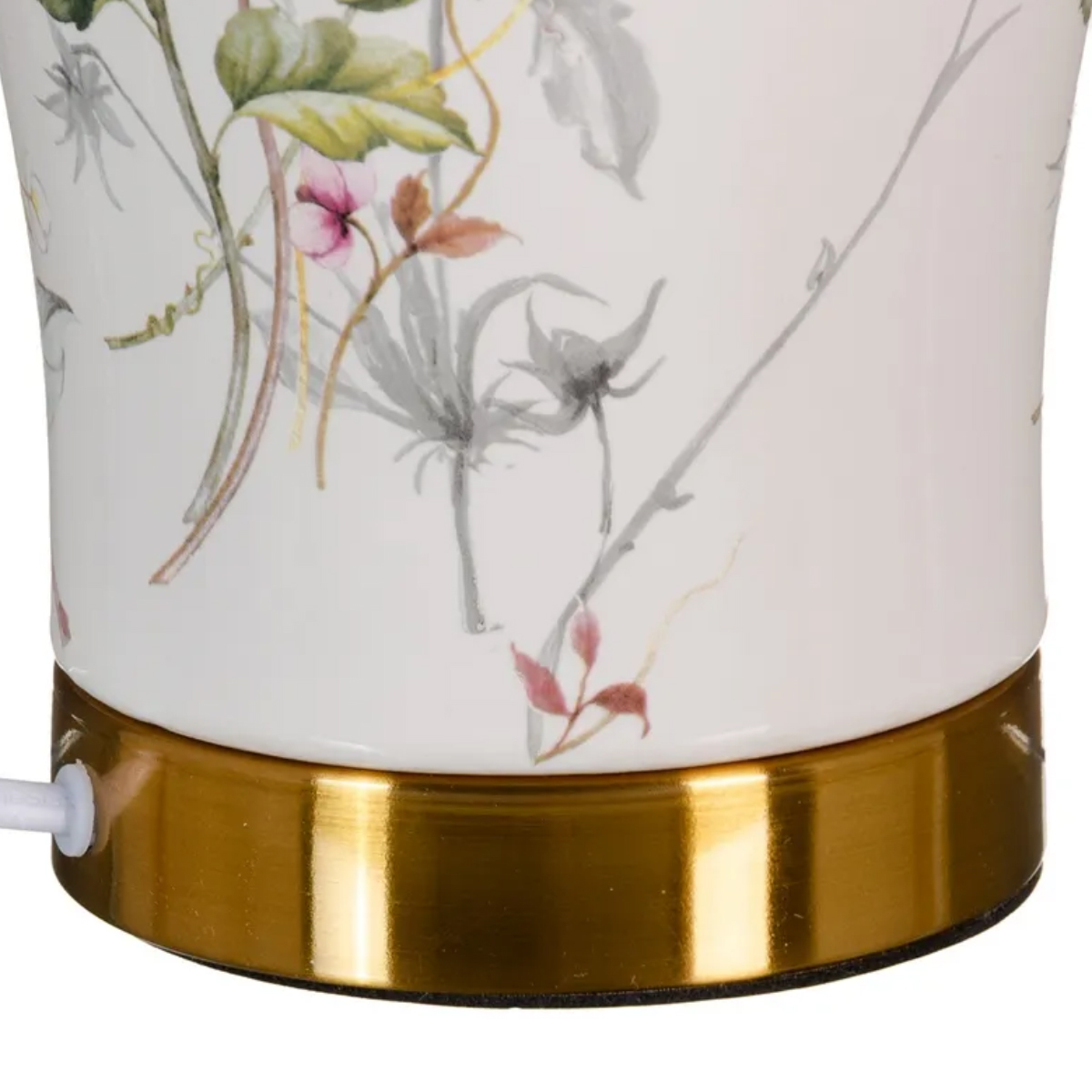 Lampe floral avec abat jour blanc - 54 cm