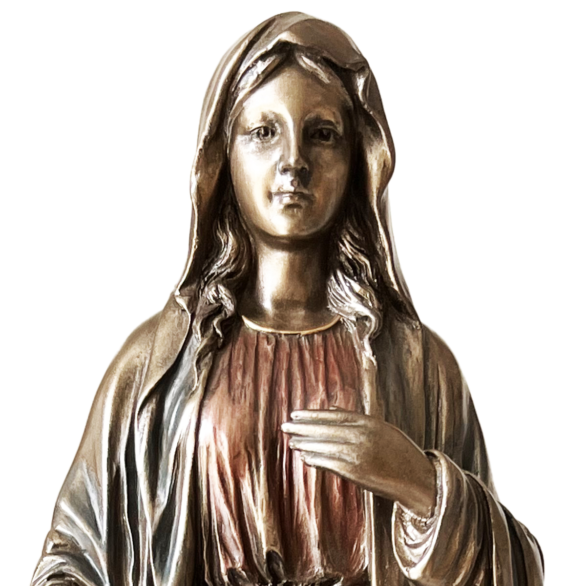 Figurine Vierge Marie en bronze coul  froid 28 cm