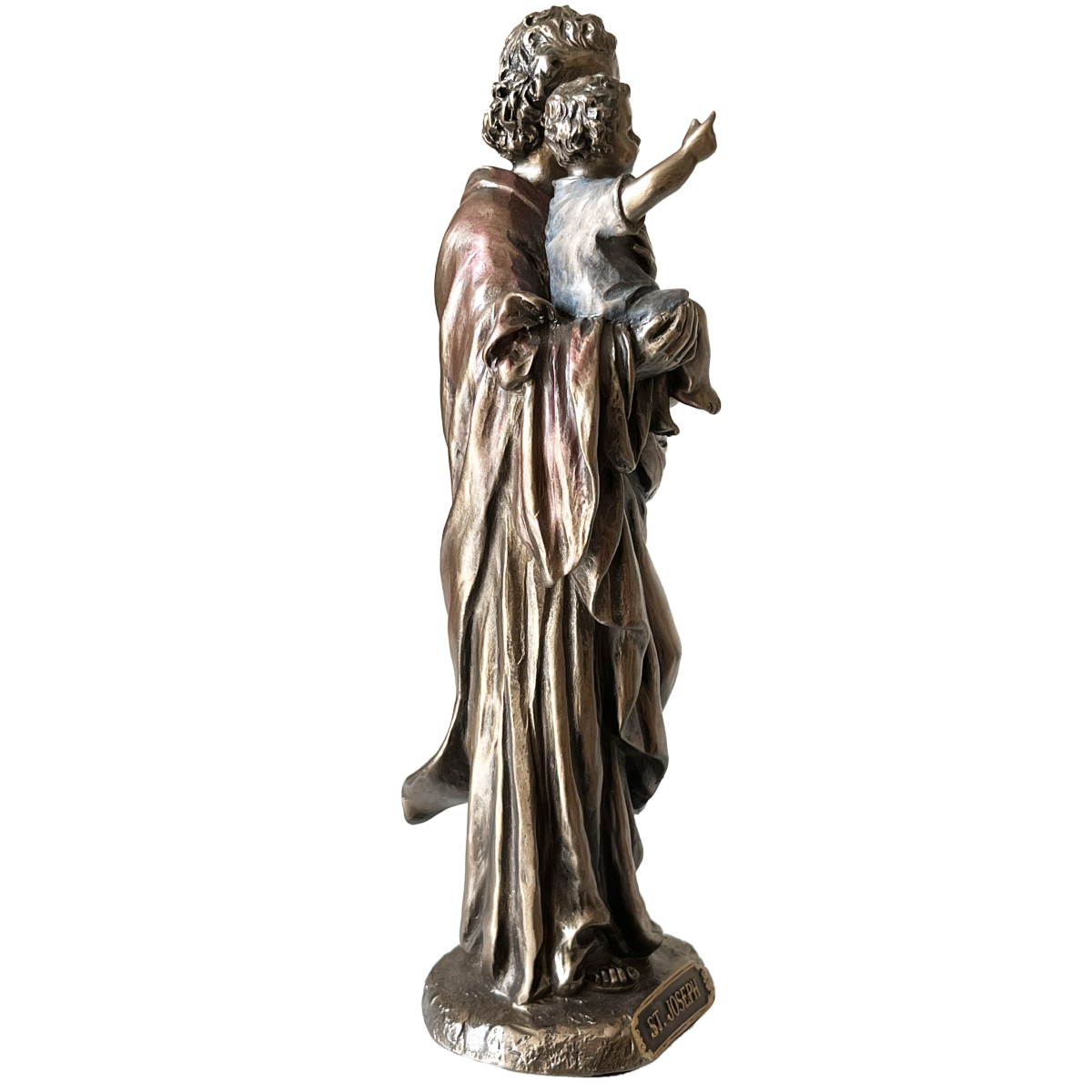 Figurine Saint Joseph en bronze coul  froid 21 cm