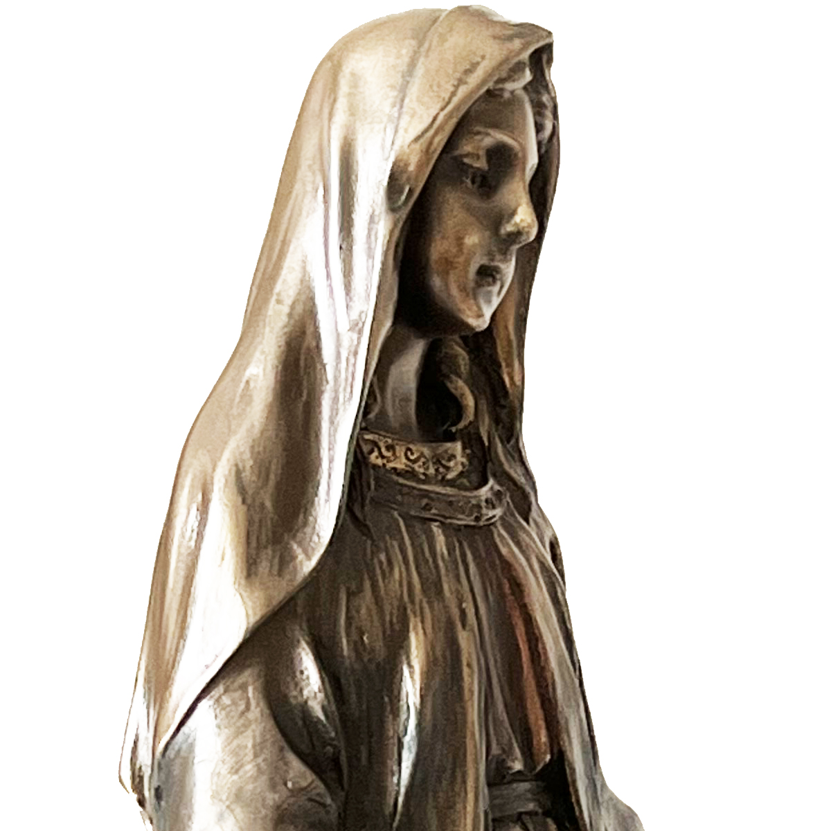 Figurine Vierge Marie en bronze coul  froid 20 cm