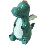 Tirelire petit dragon vert en cramique 17 cm