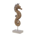 Figurine Hippocampe en Rsine Aspect Cannage 46 cm