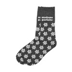 Paire de Chaussettes Madame Parfaite - Noir  Fleurs Grises