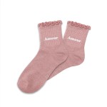 Paire de Chaussettes Princesse Fillette Pailletes  Feston Rose