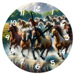 Horloge Ronde en verre chevaux au galop CBKreation