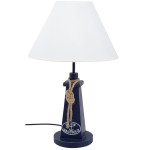 Lampe phare maritime en bois bleu 48 cm