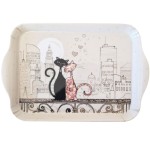 Petit plateau chats amoureux skyline en mlamine 20.8 cm