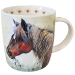 Mug en porcelaine Cheval et fleurs par Alex Clark