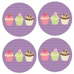 Set de 4 dessous de verres ronds 3 cupcakes by Cbkreation