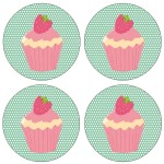 Set de 4 dessous de verres ronds Cupcakes by Cbkreation