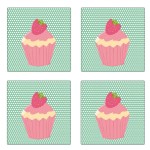 Set de 4 dessous de verres carrs Cupcakes by Cbkreation