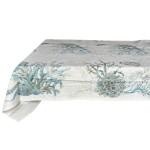 Nappe imprime en polylin enduit Corail bleu 160 x 160 cm