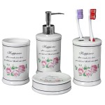 Set salle de bain Happiness motif roses 4 pices