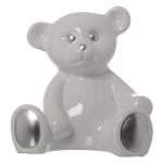 Figurine ourson blanc et argent en cramique 22 cm