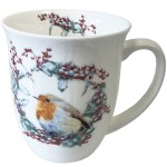 Mug en Porcelaine fine - Robin en hiver petits oiseaux