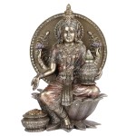 Figurine Lakshmi en rsine aspect bronze 20 cm